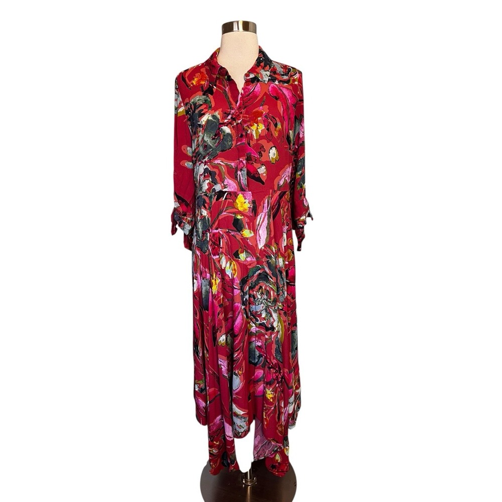 Soft Surroundings Bonaire dress Large Colorful floral Handkerchief Hem